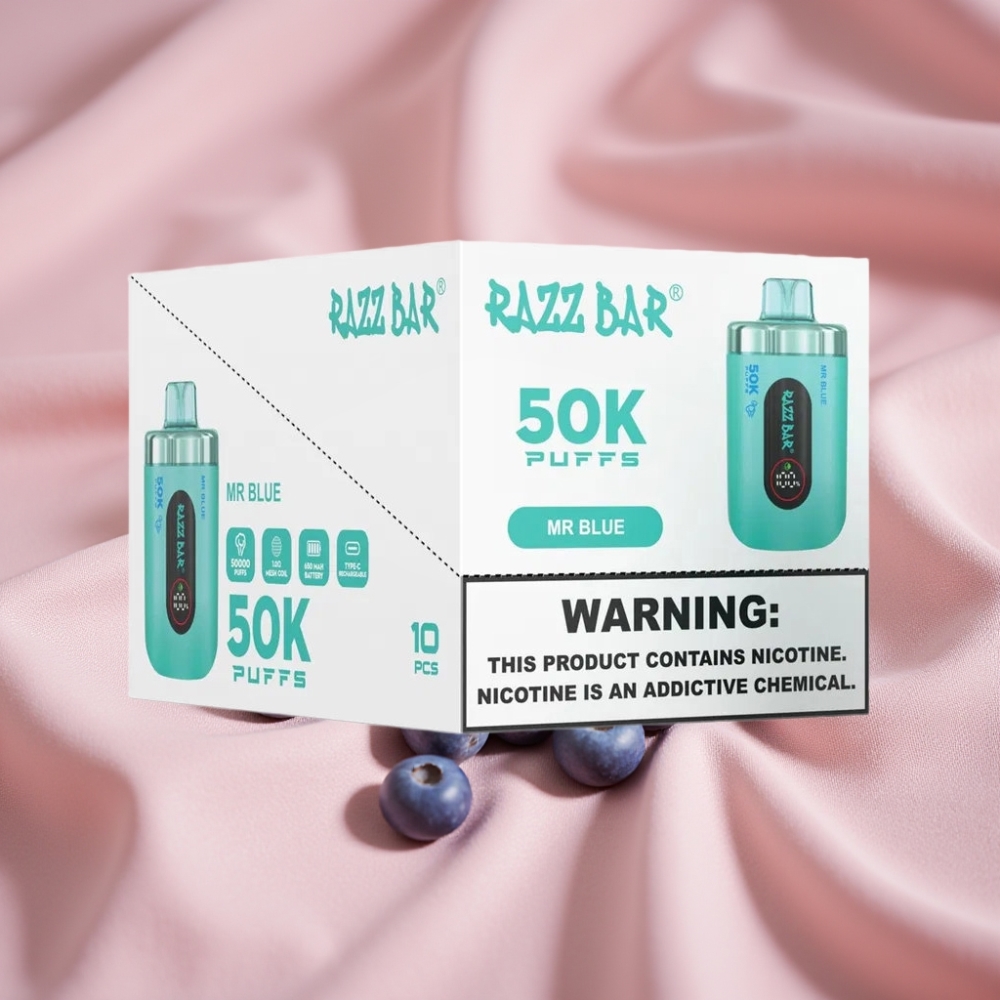 Razz Bar 50K Puffs Wegwerf-Vape Herr Blau mit 1,0 Ohm Mesh Coil & Typ-C-Ladung