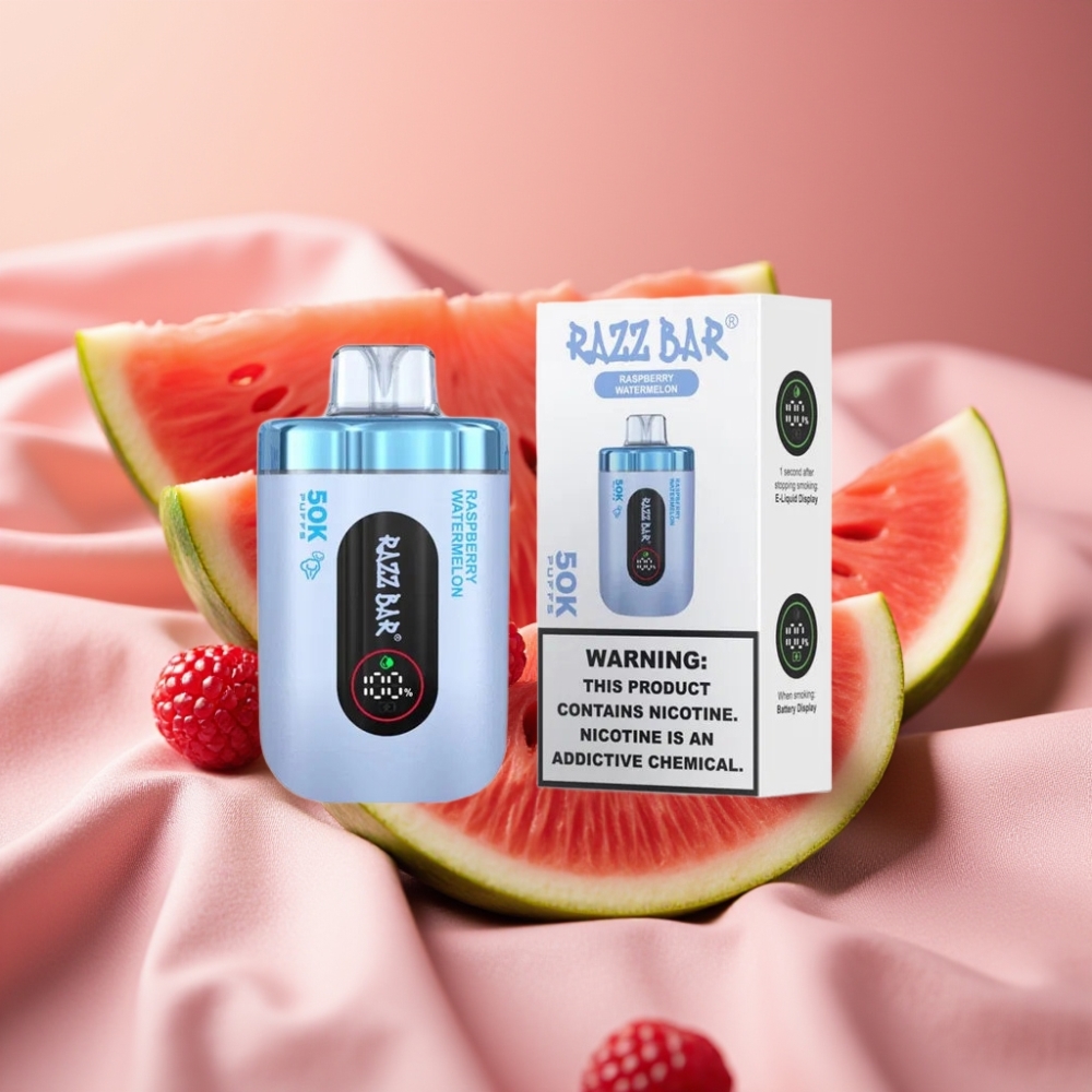 Razz Bar 50K Puffs Wegwerf-Vape Himbeer-Wassermelone 1.0 Ohm Mesh 650mAh Typ-C 2% Nikotin