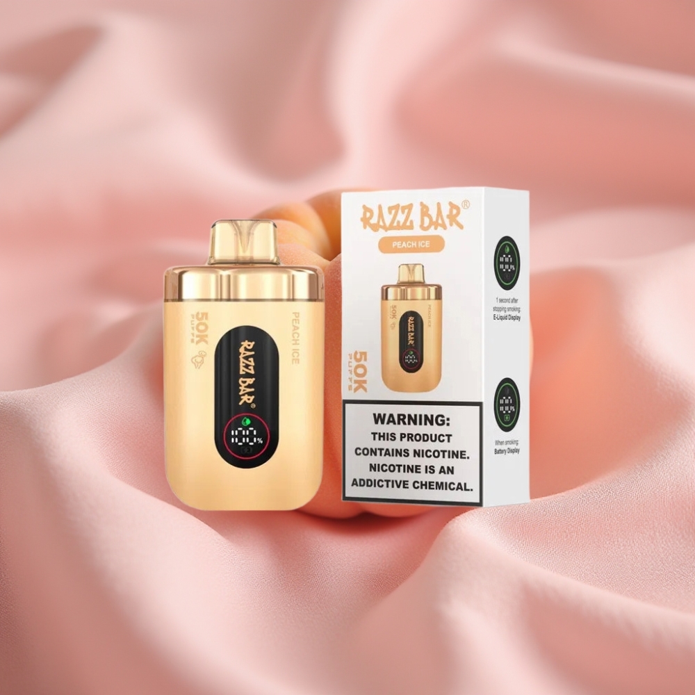 Razz Bar 50K Puffs Wegwerf-Vape Pfirsich-Eis mit 650mAh Akku & Typ-C Ladung