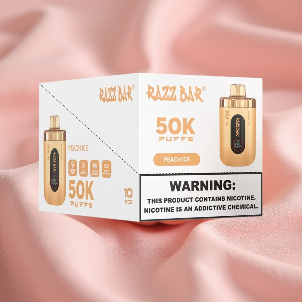 Razz Bar 50K Puffs Wegwerf-Vape Pfirsich-Eis mit 650mAh Akku & Typ-C Ladung