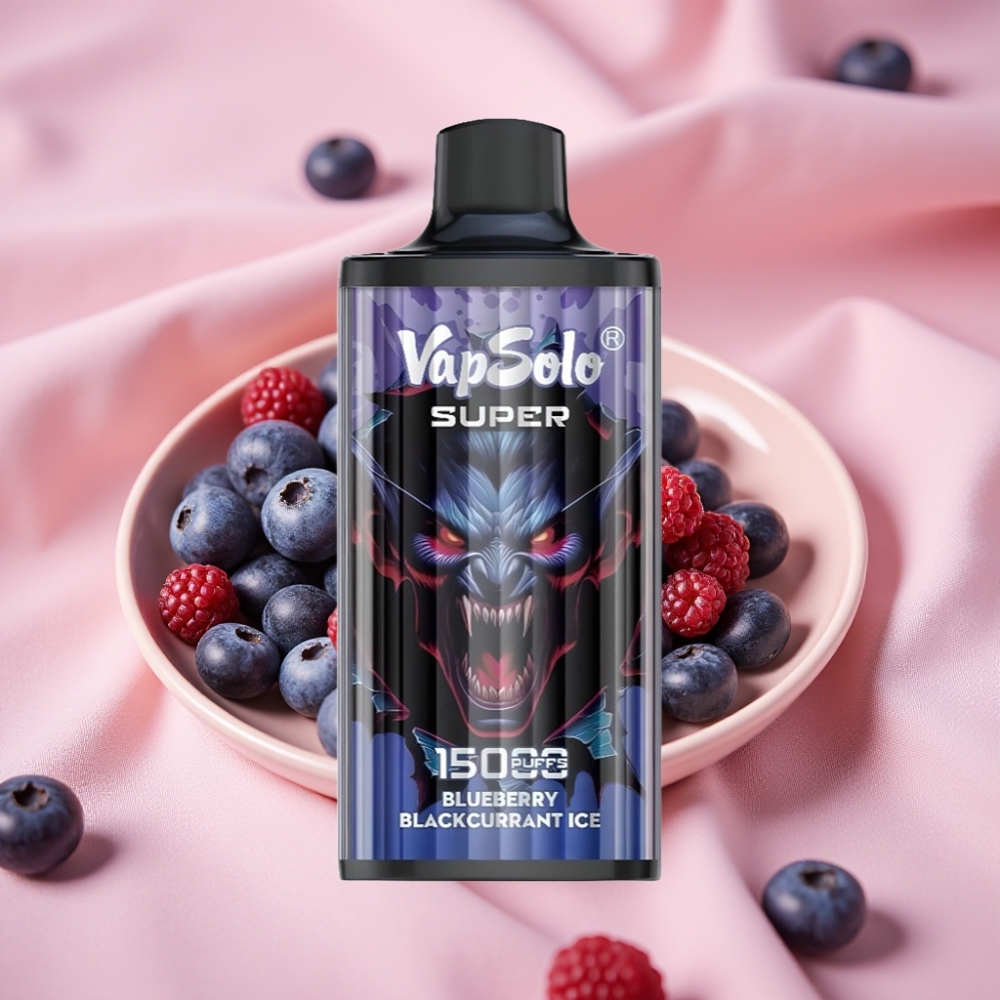 Vapsolo Super 15000 Puffs 40ml 850mAh Typ-C Blaubeere Schwarze Johannisbeere Eis