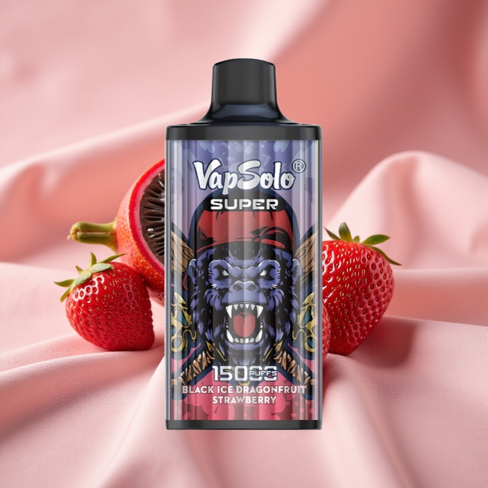Vapsolo Super 15000 Puffs Einweg-Vape Schwarz-Eis Drachenfrucht-Erdbeere 40ml 850mAh