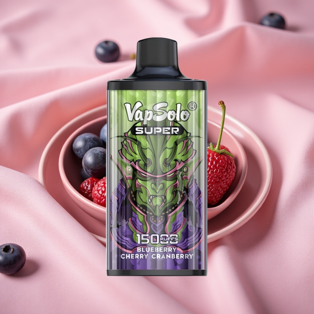 Vapsolo Super 15000 Puffs Wegwerf-Vape Blaubeere Kirsche Cranberry 40ml 850mAh Type-C
