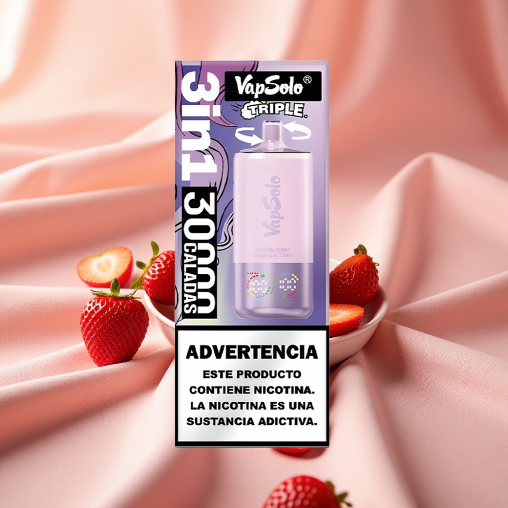 VapSolo Triple 30000 Puffs 40ml Erdbeer Vanille Cola Typ-C 20/50 mg/ml
