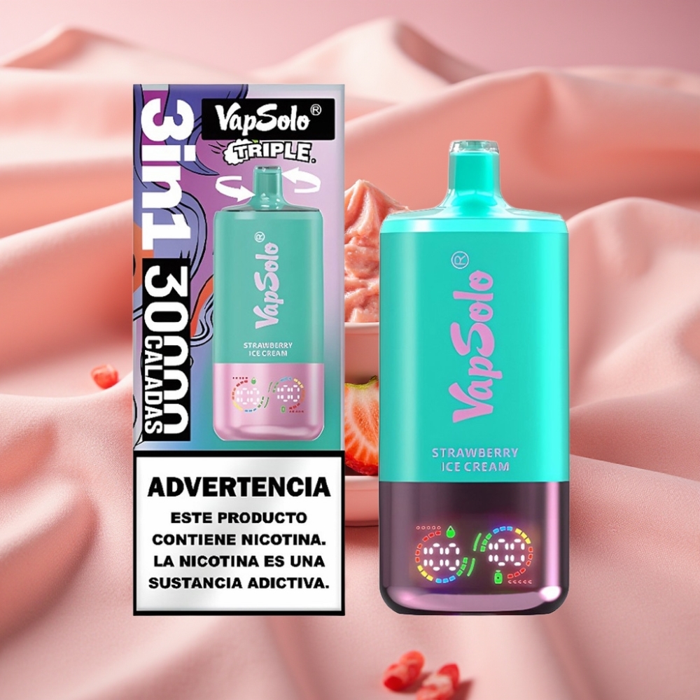 VapSolo Triple 30000 Puffs 40ml Erdbeereis Typ-C 20mg/50mg vape großhandel Schweiz