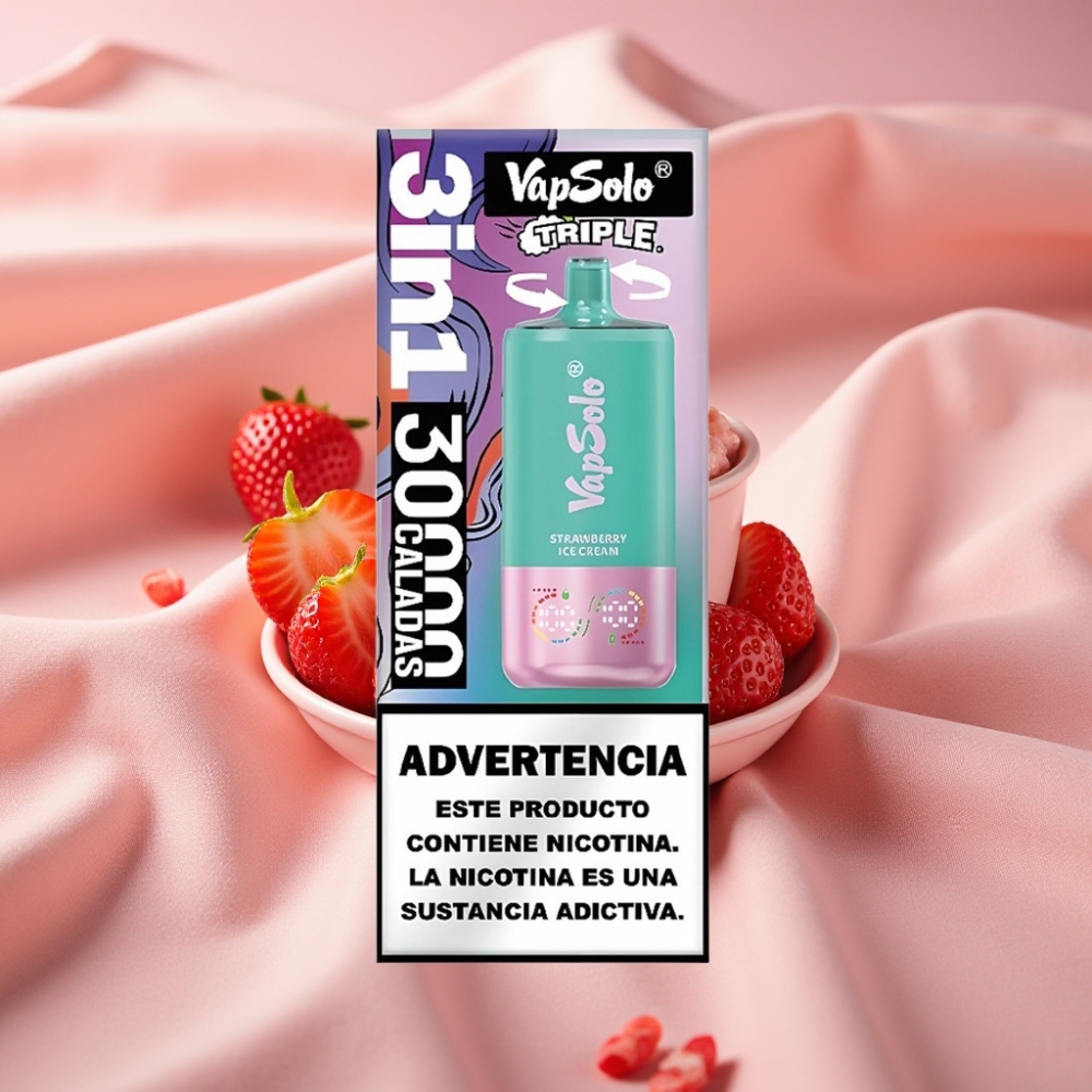 VapSolo Triple 30000 Puffs 40ml Erdbeereis Typ-C 20mg/50mg vape großhandel Schweiz