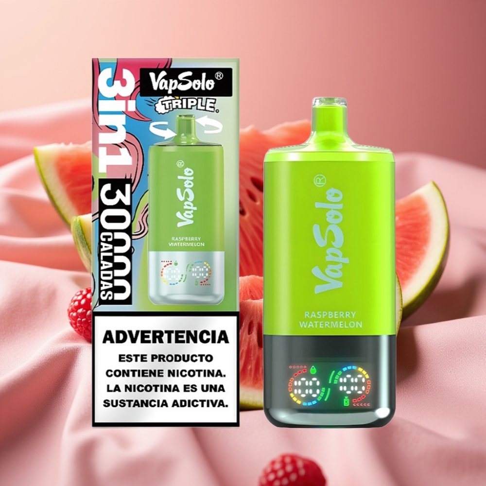 VapSolo Triple 30000 Puffs Einweg-Vape Himbeer-Wassermelone 40ml Typ-C