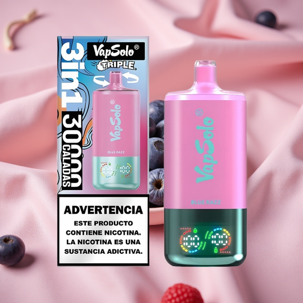 VapSolo Triple 30.000 Puffs Blauer Himbeer Typ-C 40ml 20/50 mg/ml