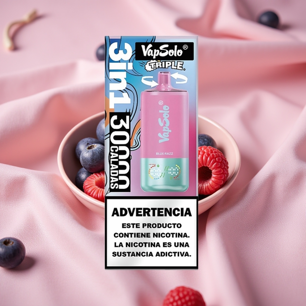 VapSolo Triple 30.000 Puffs Blauer Himbeer Typ-C 40ml 20/50 mg/ml