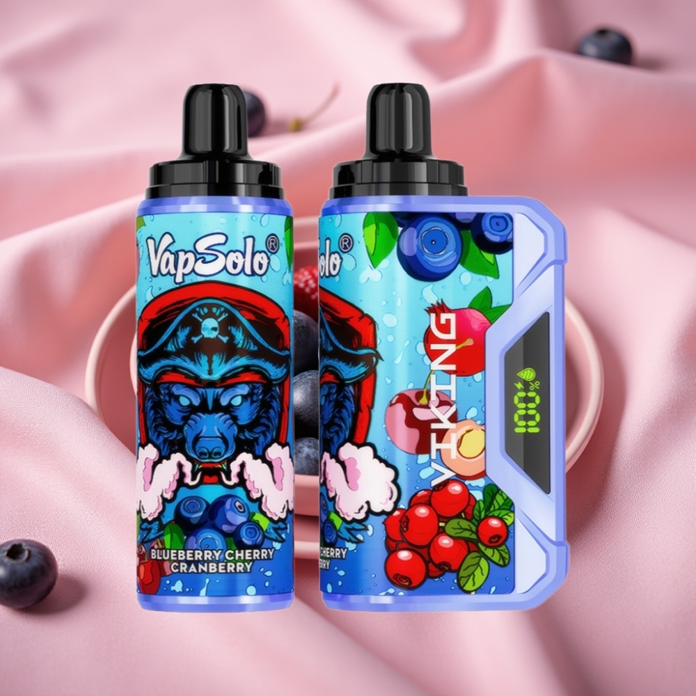 VapSolo VIKING 12000 Puffs Einweg-Vape Heidelbeere Kirsche Cranberry Typ-C Ladung 22ml