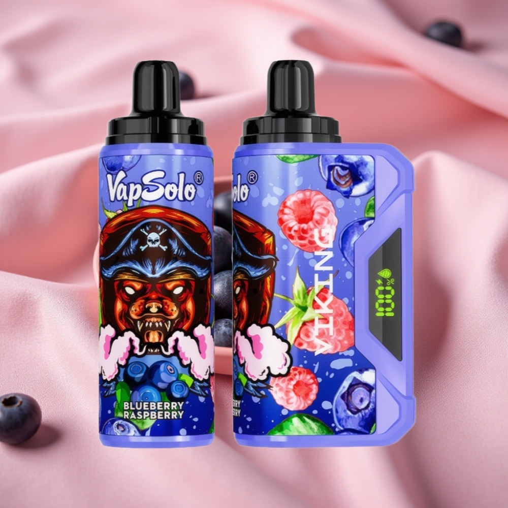 VapSolo VIKING 12000 Puffs Wegwerf-E-Zigarette Blaubeere Himbeere 22ml Type-C LED