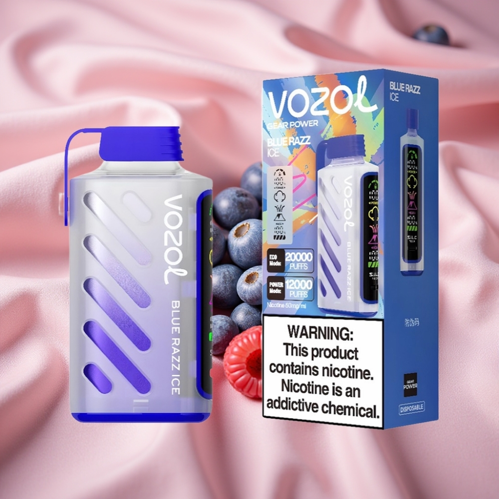VOZOL Gear Power 20000 Puffs Blauer Himbeer-Eis Dual Mesh Coil 20mL 5%
