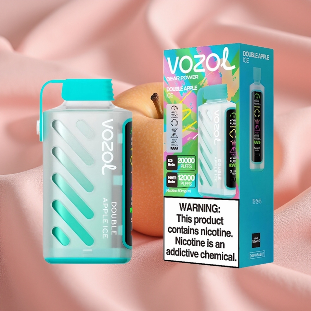 VOZOL Gear Power 20000 Züge Doppelapfel-Eis S.i.L.C. Tech Dual Mesh Coil 20mL 5%
