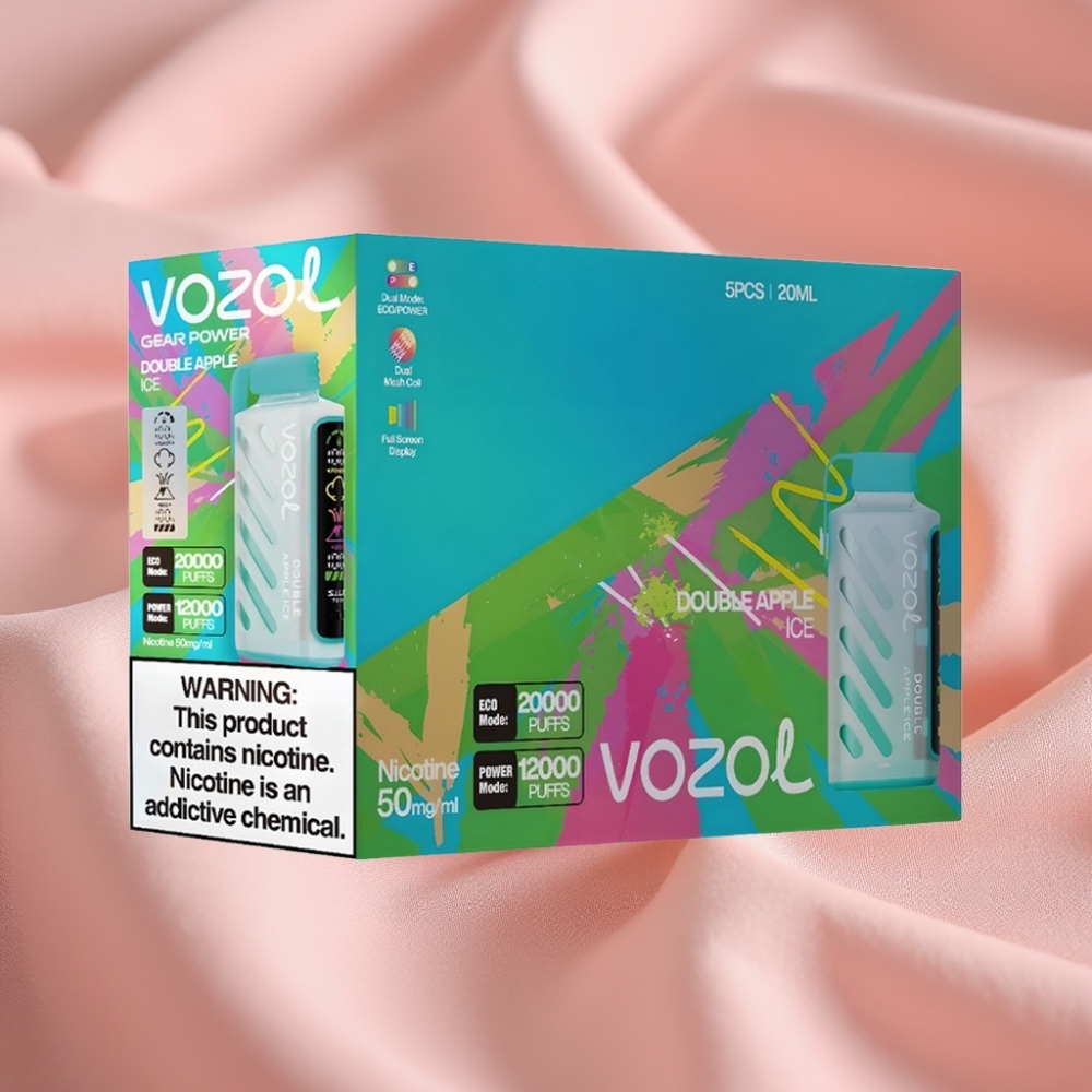 VOZOL Gear Power 20000 Züge Doppelapfel-Eis S.i.L.C. Tech Dual Mesh Coil 20mL 5%