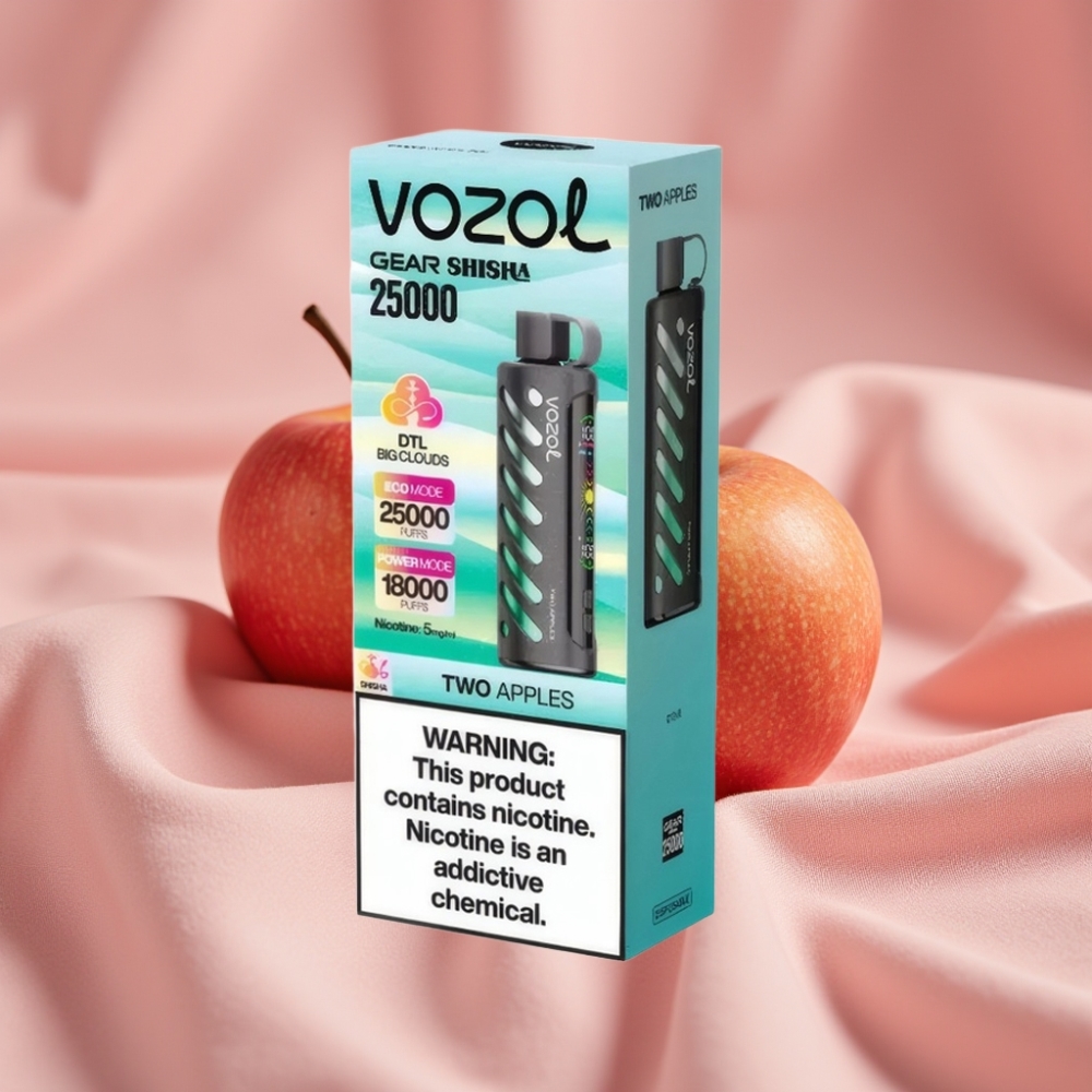 VOZOL Gear Shisha 25000 Puffs Dual Mesh Zwei Äpfel S.i.L.C Tech 1000mAh 5mg/ml