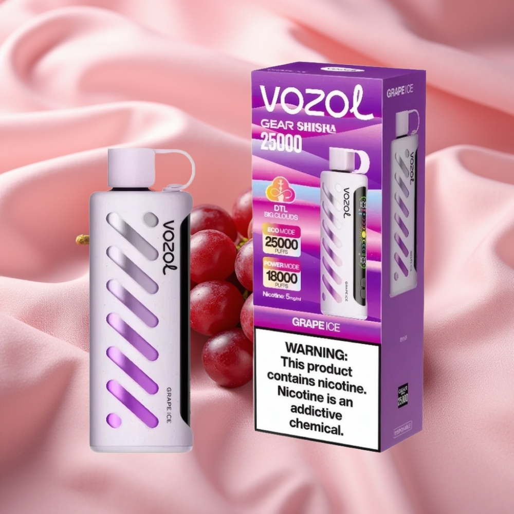 VOZOL Gear Shisha 25000 Puffs Grape-Eis mit S.i.L.C Tech & Dual Mesh Modus