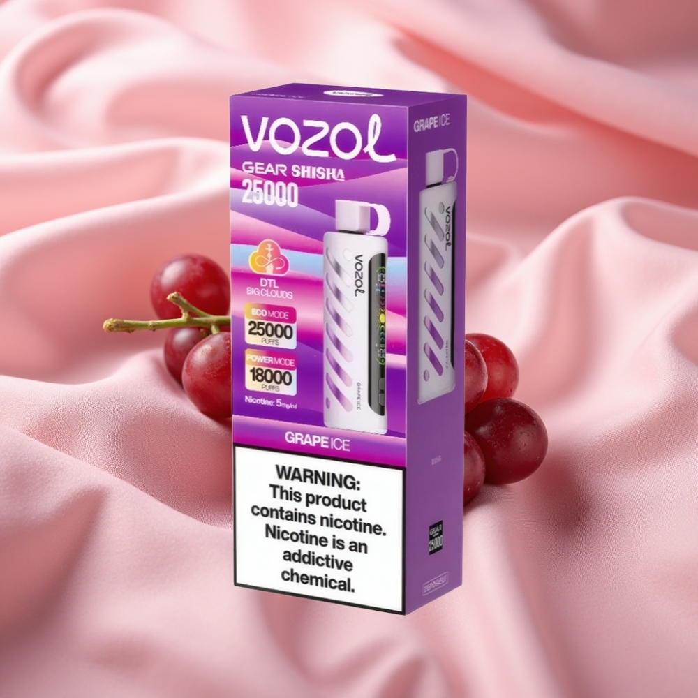 VOZOL Gear Shisha 25000 Puffs Grape-Eis mit S.i.L.C Tech & Dual Mesh Modus