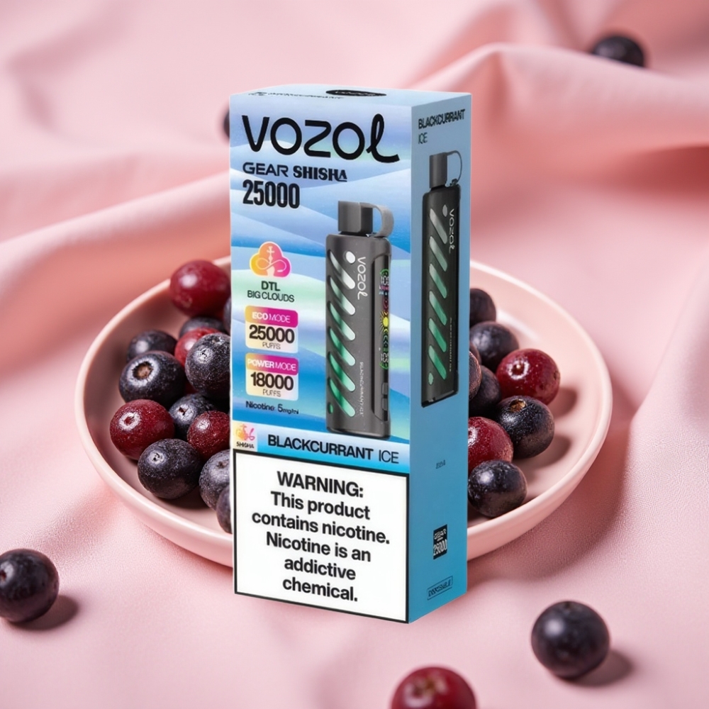 VOZOL Gear Shisha 25000 Puffs Schwarzjohannisbeere-Eis Dual Mesh 1000mAh 5mg/ml