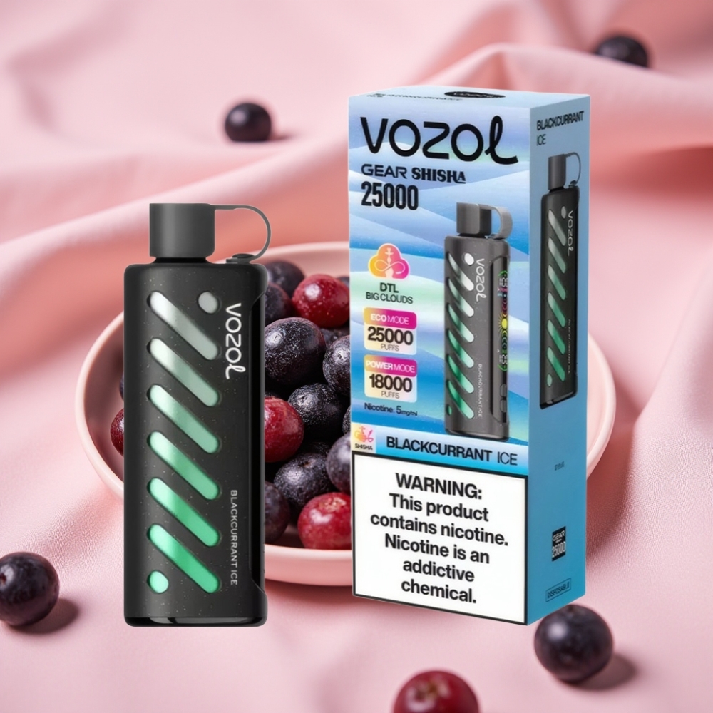 VOZOL Gear Shisha 25000 Puffs Schwarzjohannisbeere-Eis Dual Mesh 1000mAh 5mg/ml
